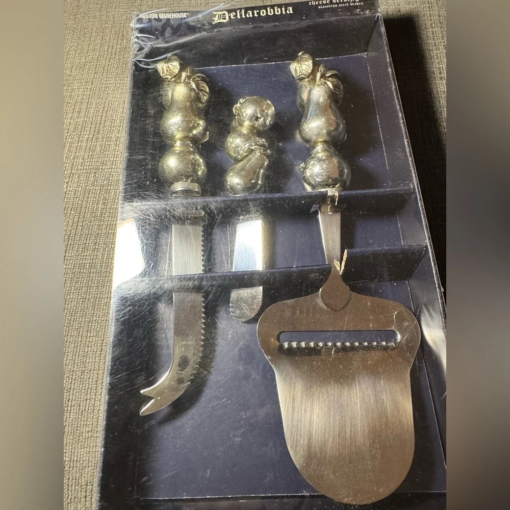 Boston Warehouse Dellarobbia 3pc Cheese Serving Set Stainless Steel